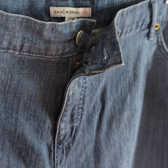 Isaac Mizrahi Live! Jeans Blue Size 22W Wide Leg Zipper Pockets Cropped Med Wash - Picture 5 of 8